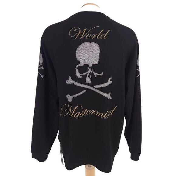 Mastermind Japan Embroidered Logo LS Baseball T-Shirt M Men Black Skull NWT $695 - Picture 4 of 15